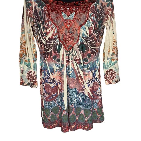 Energe Y2K Top Womens Small Fairy Whimsigoth Hippie Lace Boho 3/4 Sleeve Blouse - Picture 10 of 13